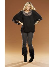 Plus size black kimono top