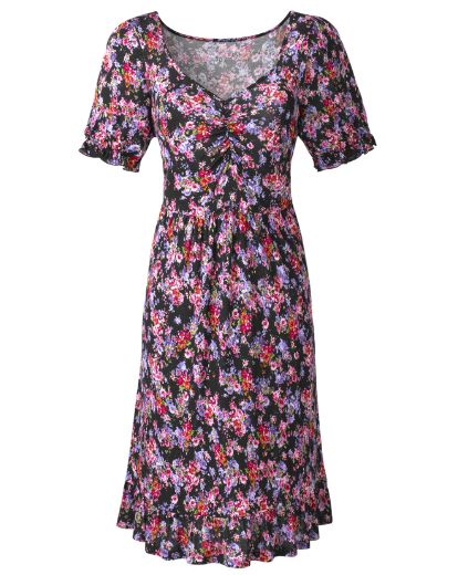 Floral print tea dress plus size