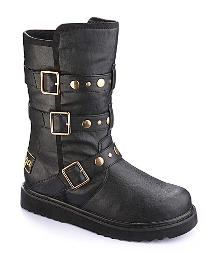 Golddigga Studded Strappy E Fit Boots