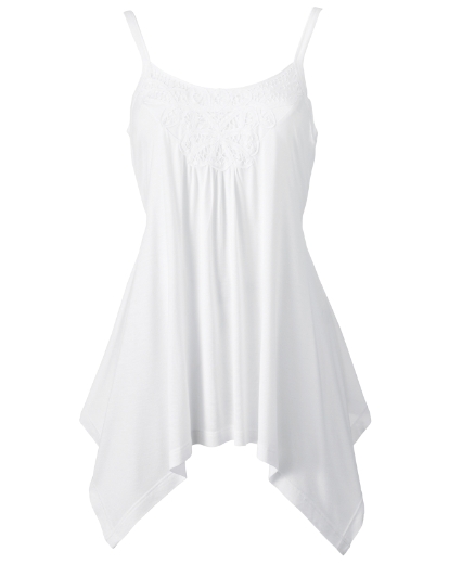 Asymmetric Lace Trim Vest Top White