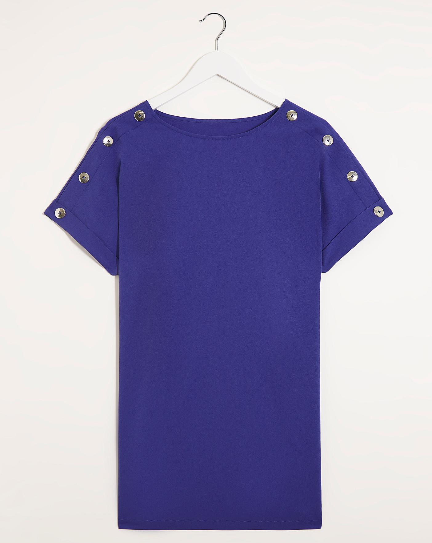 Blue Button Detail Boxy Top J D Williams