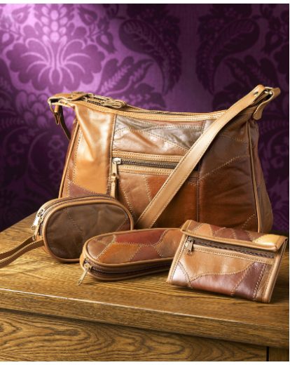 4 Piece Patchwork Leather Handbag Set J D Williams Tan Four Piece Patchwork Leather Handbag Set