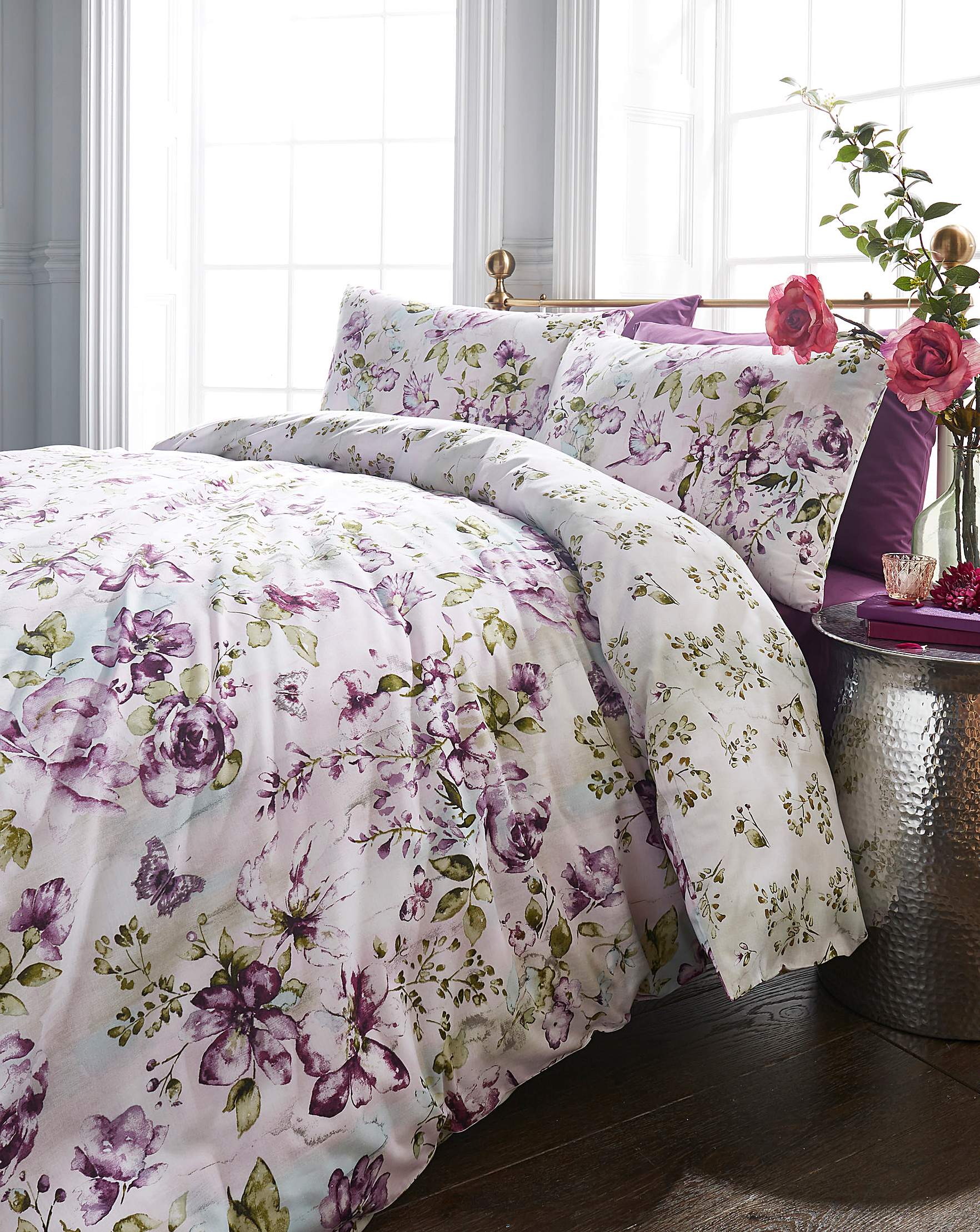Raine Mauve Duvet Cover Set J D Williams