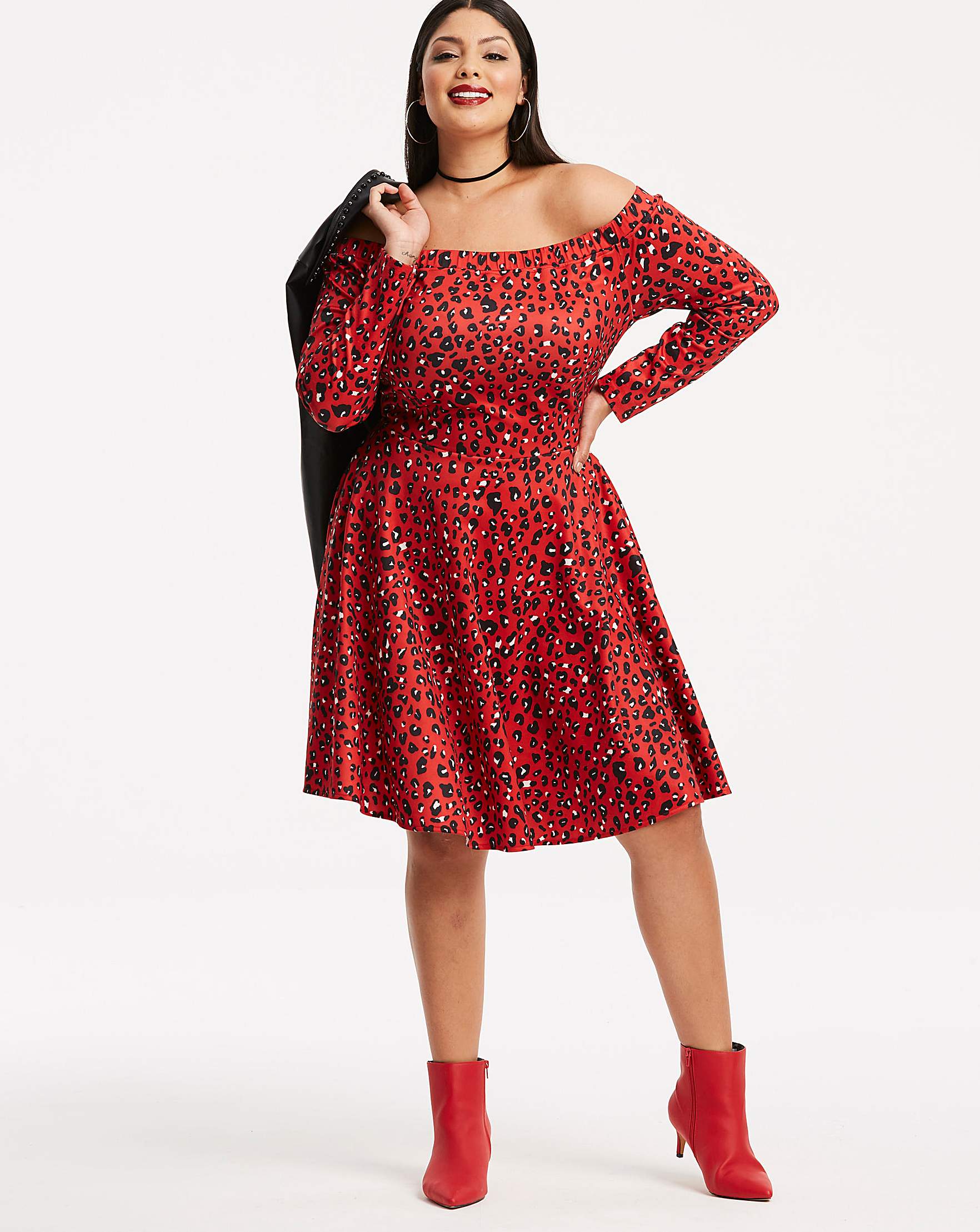Red Leopard Print Dress