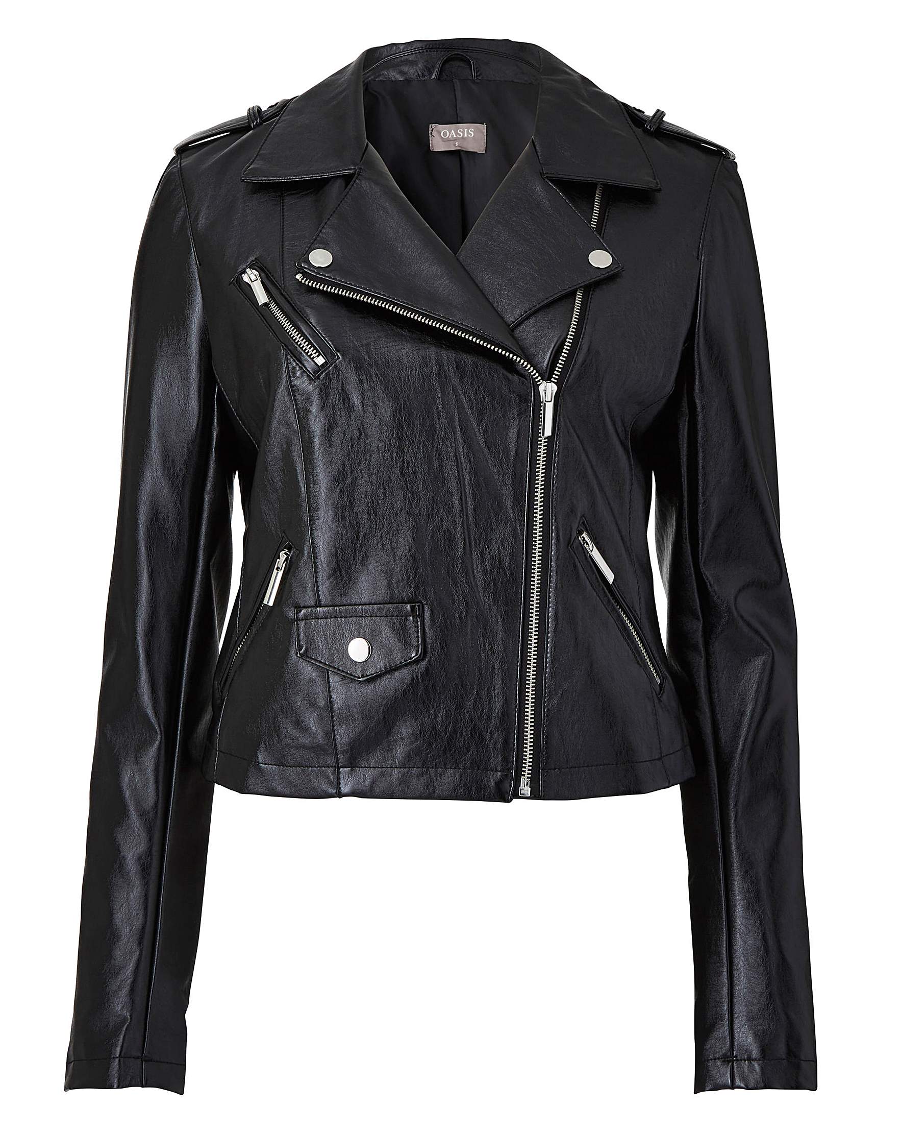 Oasis Curve Faux Leather Biker Jacket J D Williams