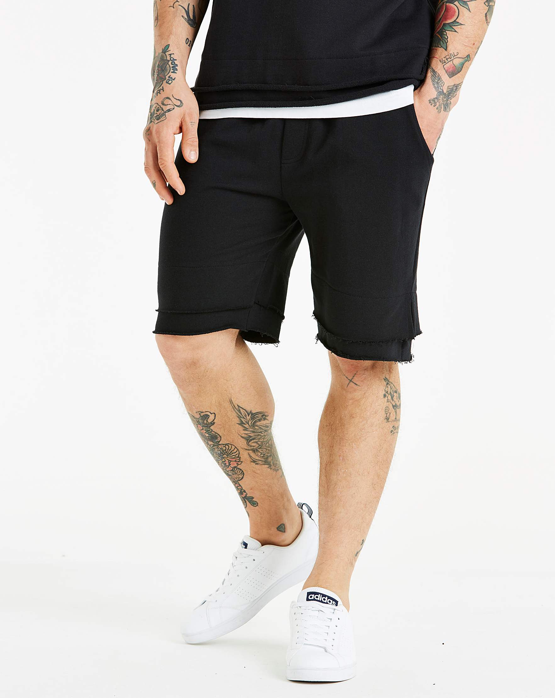 raw hem sweat shorts