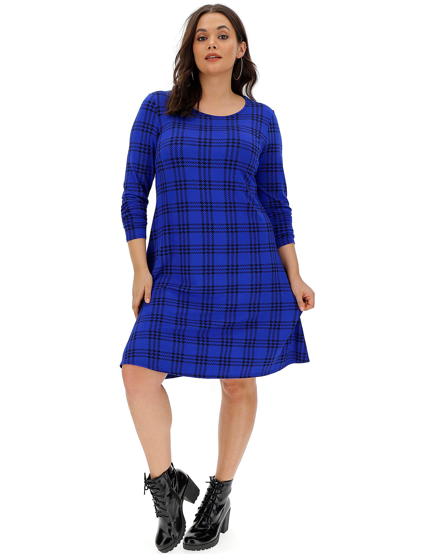 Blue Check Swing Dress