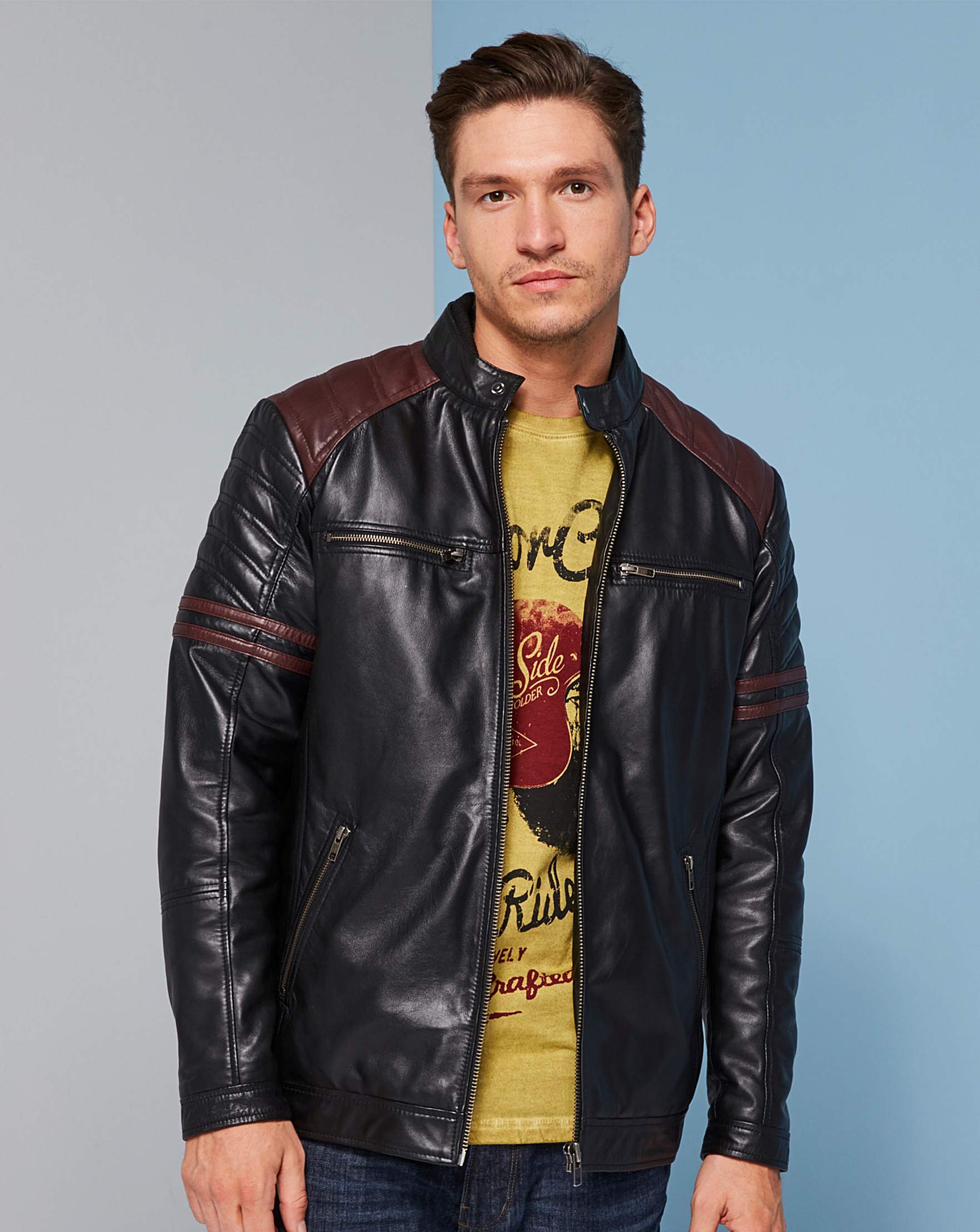 Joe Browns Leather Burn Out Biker Jacket Crazy Clearance