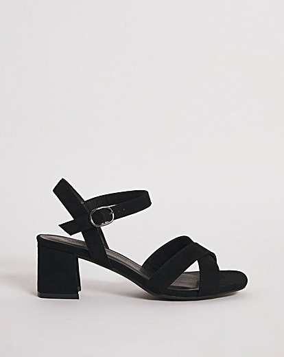 Block Heel Crossover Vamp Sandal E Fit
