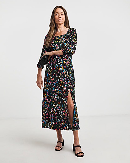 Square Neck Jersey Midi Dress
