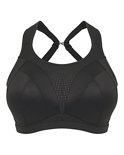 Figleaves Curve Black Two Layer Zip Front Sports Bra | Simply Be
