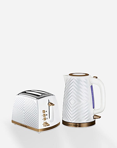 Russell Hobbs Groove Kettle & Toaster Bundle White