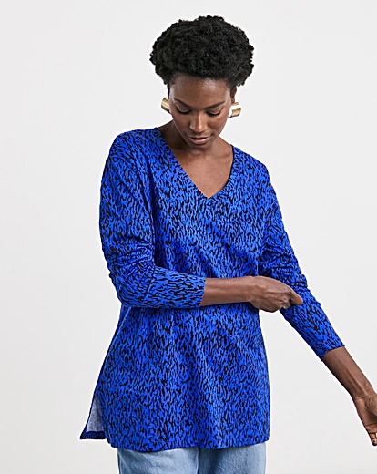 Long Sleeve Slouch V-Neck Longline Top