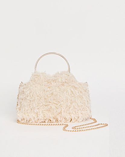 Joanna Hope Faux Feather Grab Clutch Bag