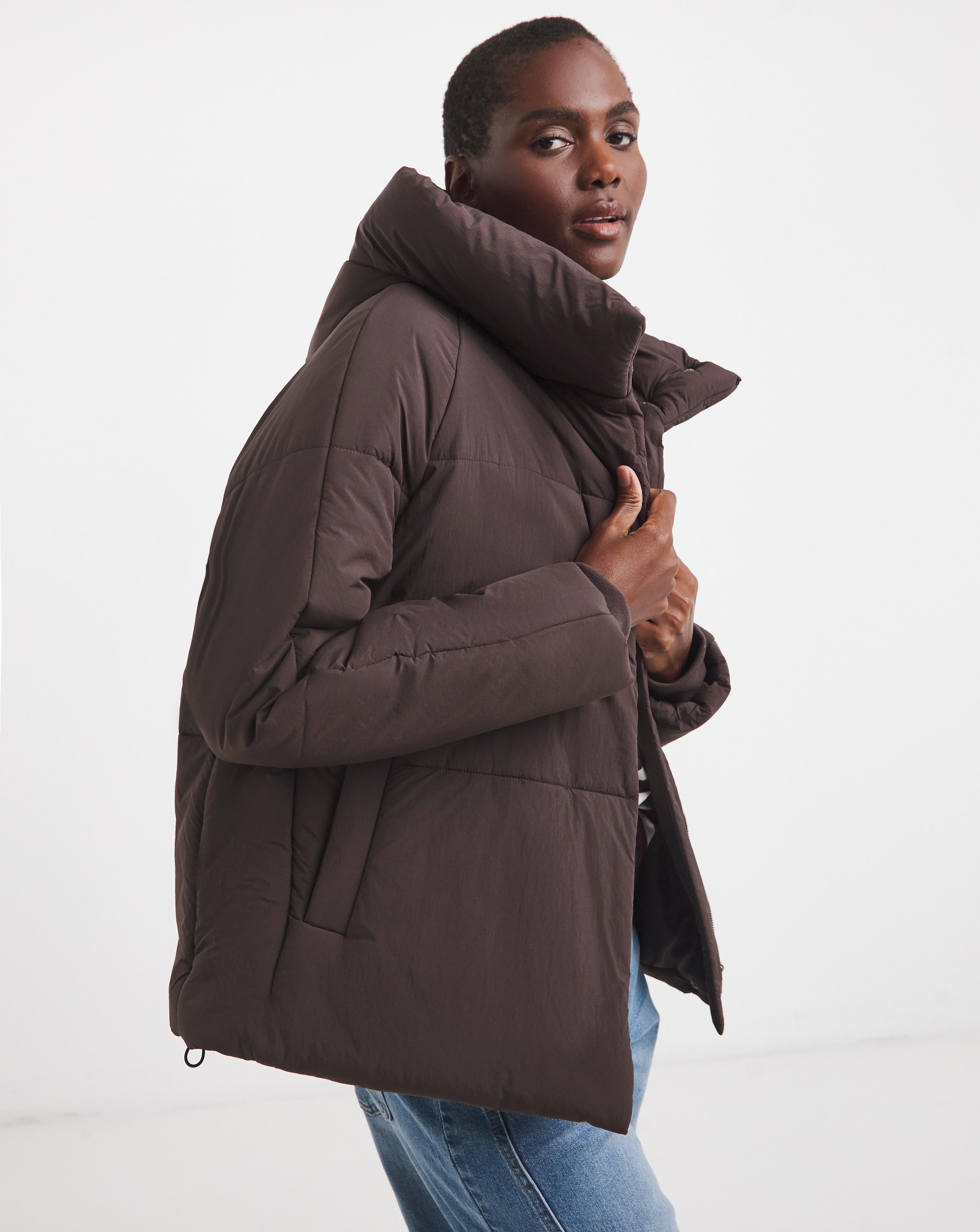 Chocolate Short Quilted Jacket | Ambrose Wilson