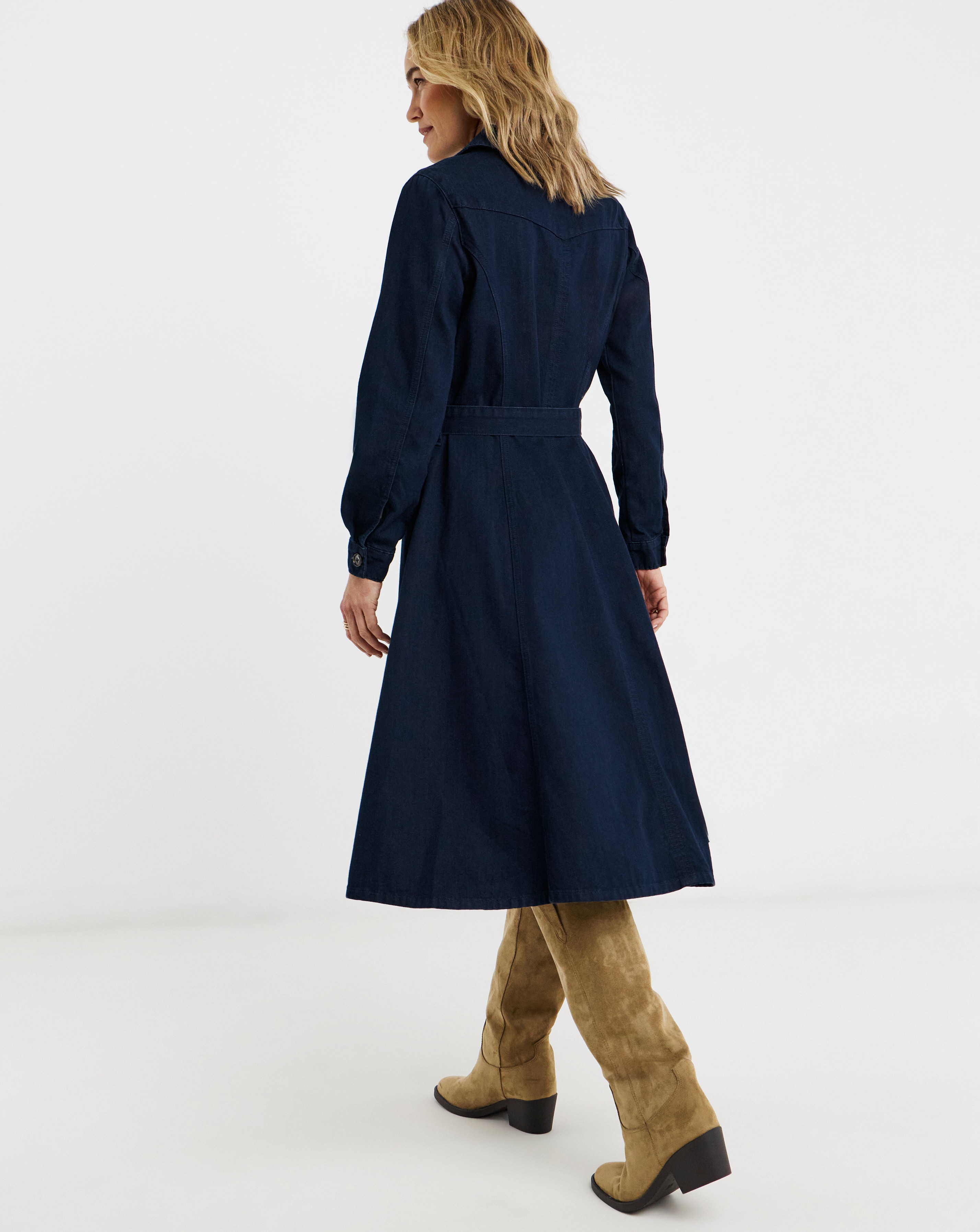 Mid Blue Lyocell Denim Midi Dress | Ambrose Wilson