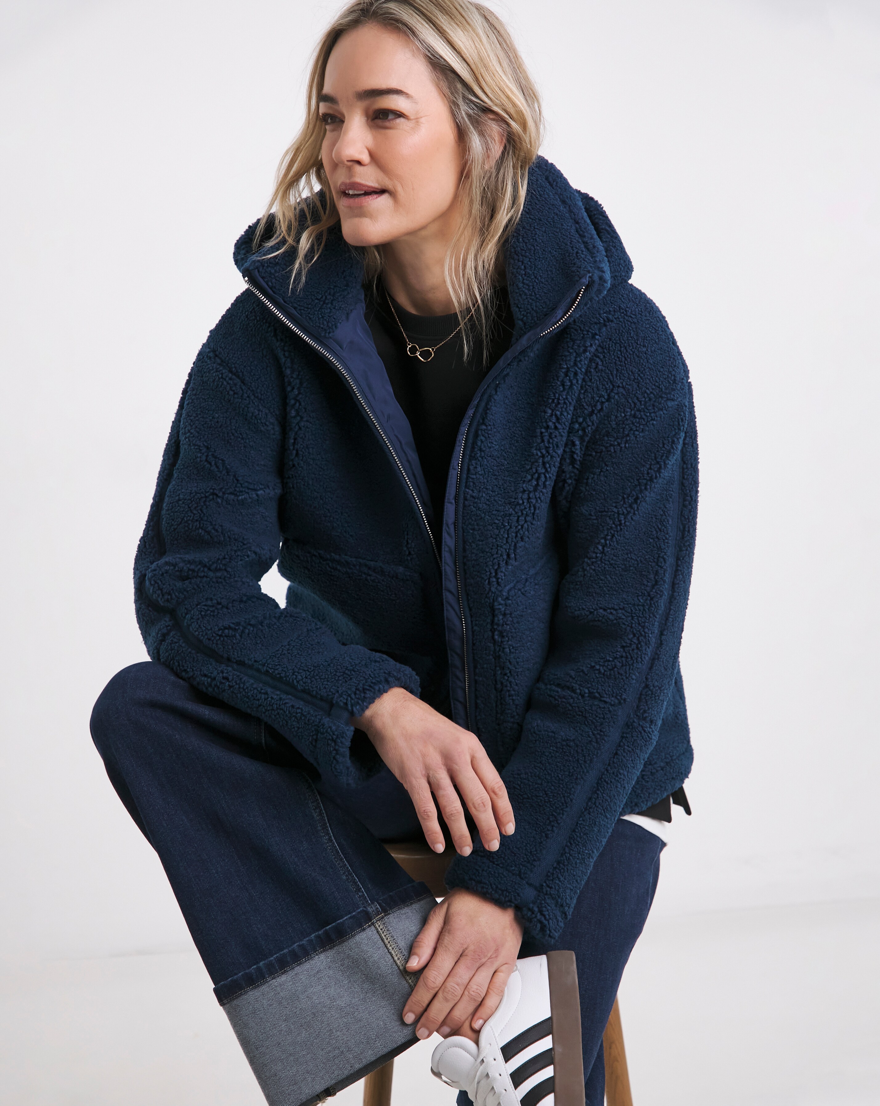 Teal Reversible Borg Quilted Jacket | Ambrose Wilson