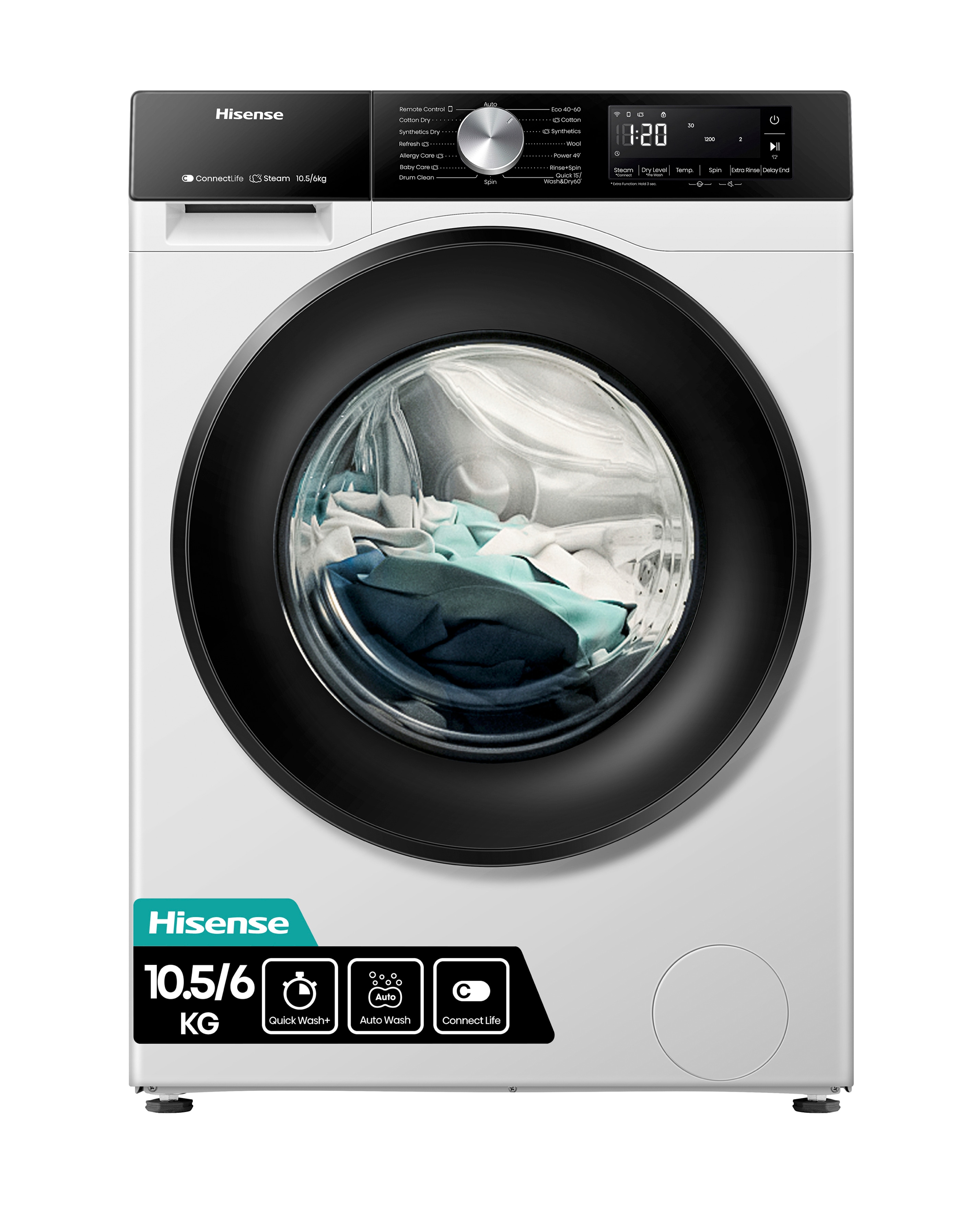 Hisense 3S Series WD3S8043BW3 WiFi-enabled 8kg Washer Dryer