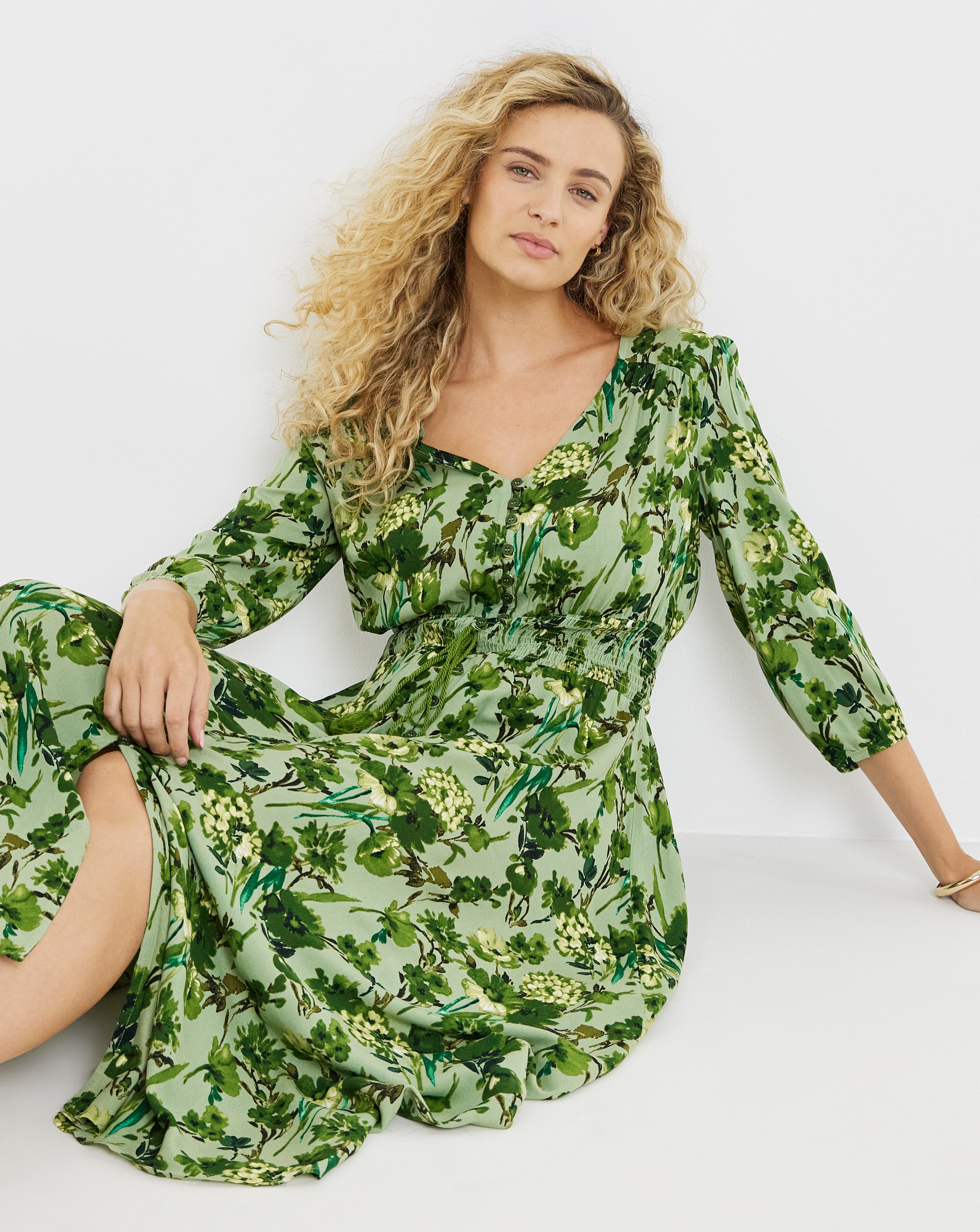 joe browns green dress Joe Browns WE943 Green Mia Shirred Jersey Dress – Experience Boutique