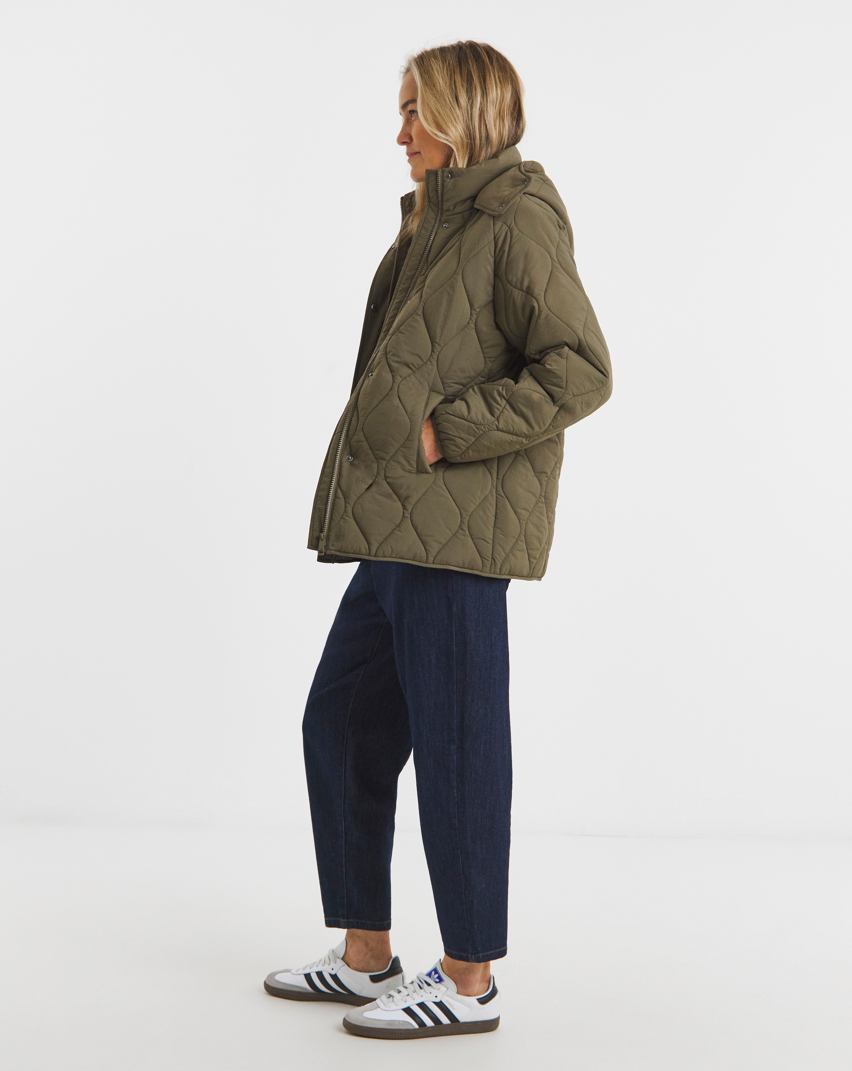 Black Short Hooded Quilted Jacket | Ambrose Wilson