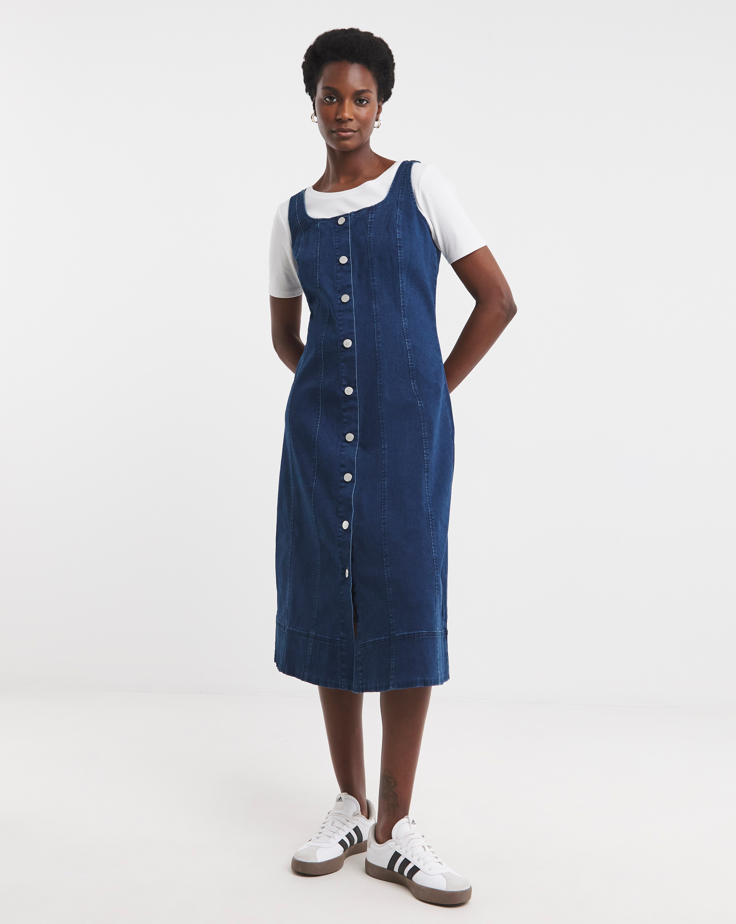 Blue Peplum Puff Sleeve Denim Dress | Ambrose Wilson