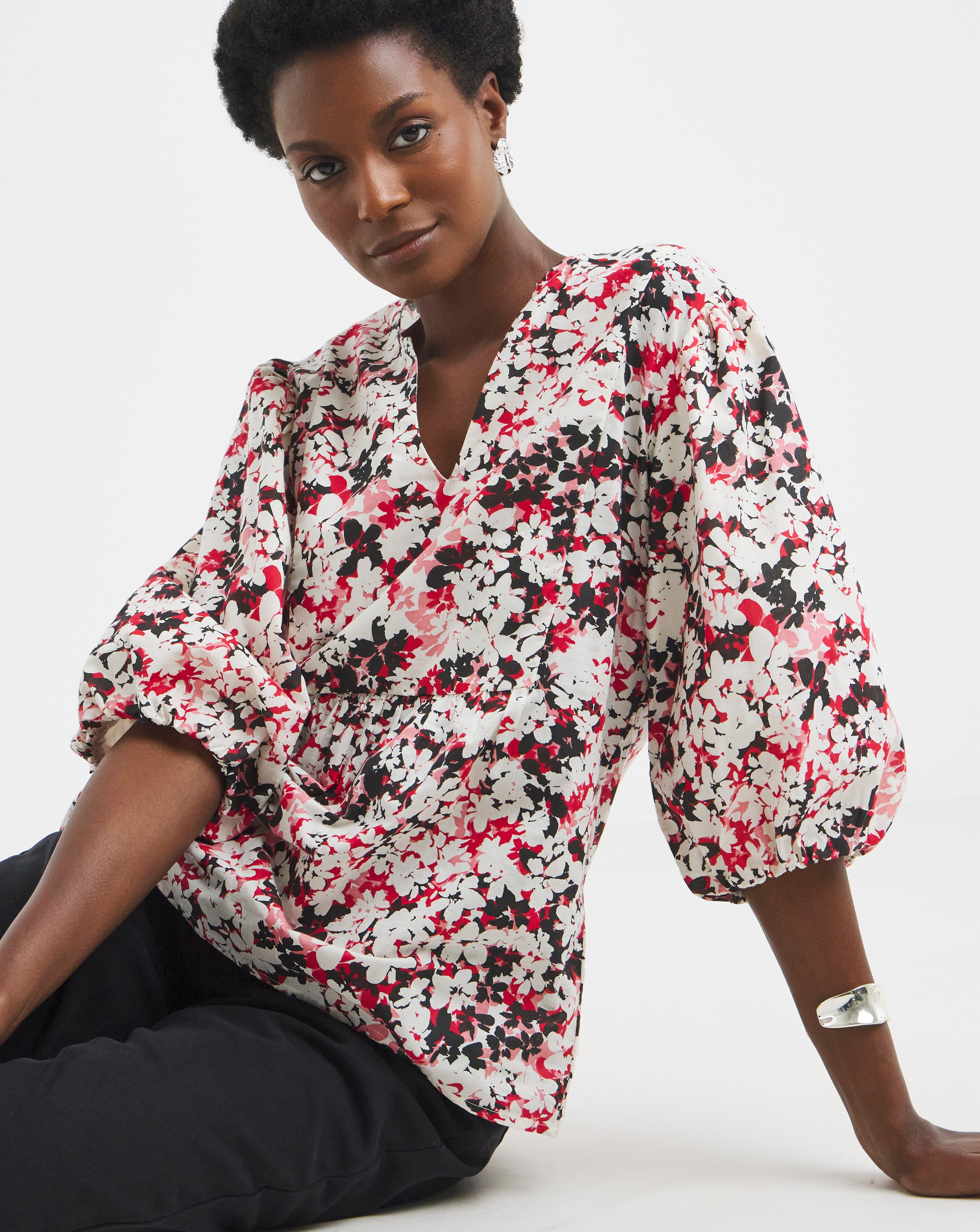 Printed Zip Front Top | Ambrose Wilson