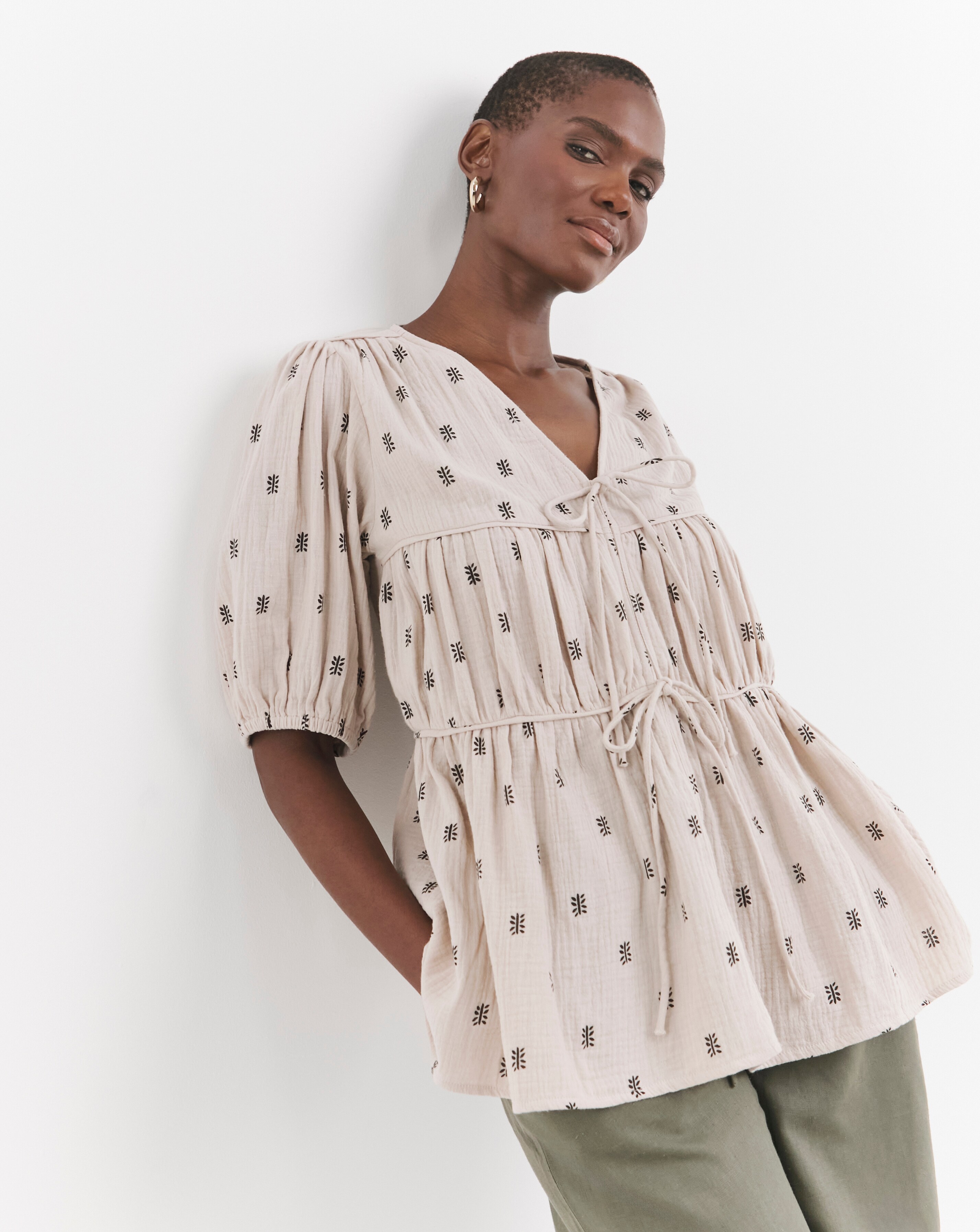 Printed Zip Front Top | Ambrose Wilson