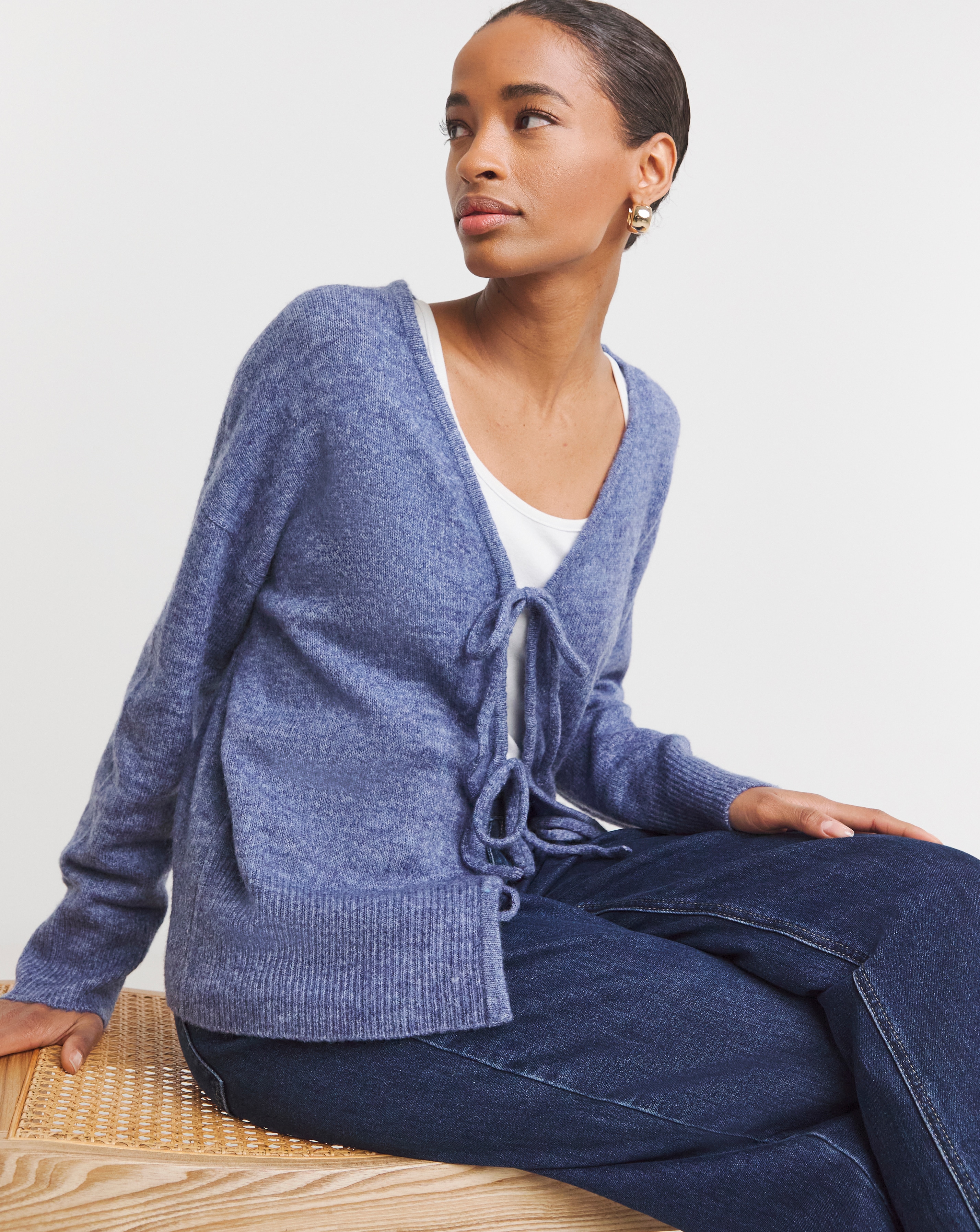 Mulberry Woven Tie Neck Cardigan | Ambrose Wilson