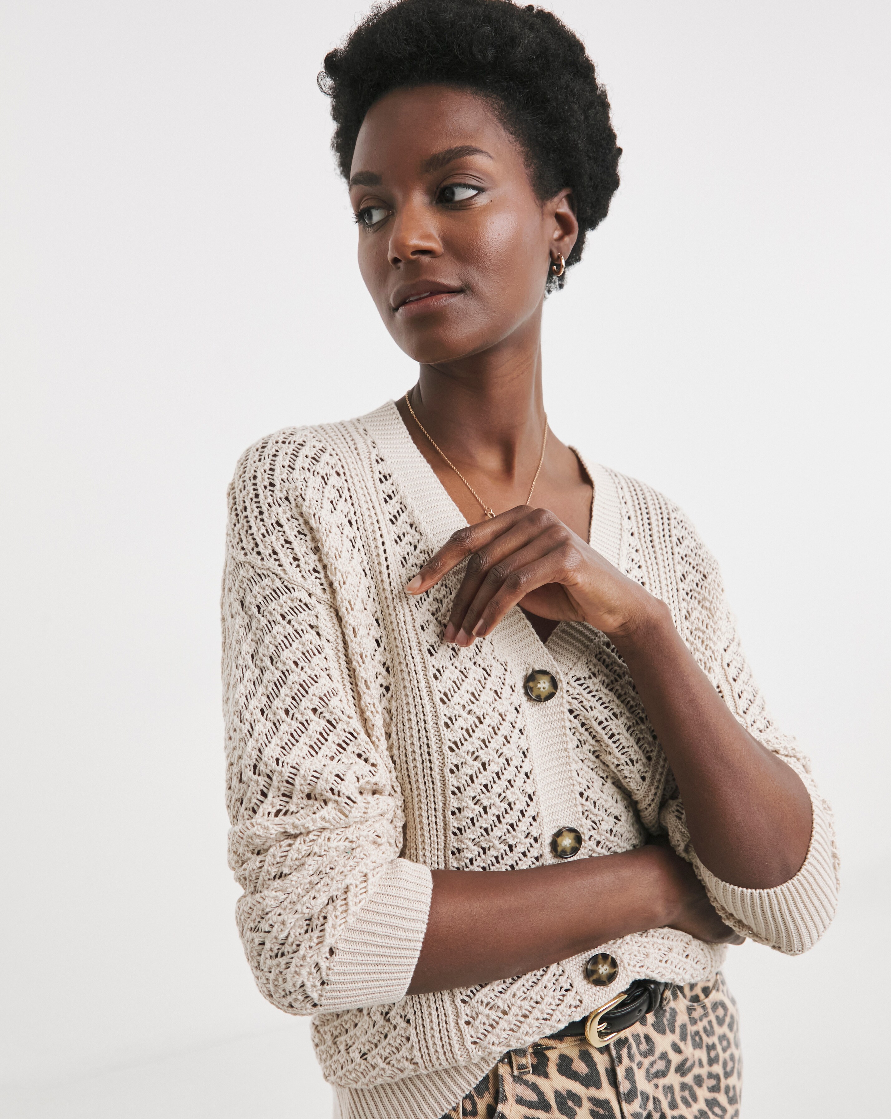 Black Longline Cardigan With Button Cuff | Ambrose Wilson