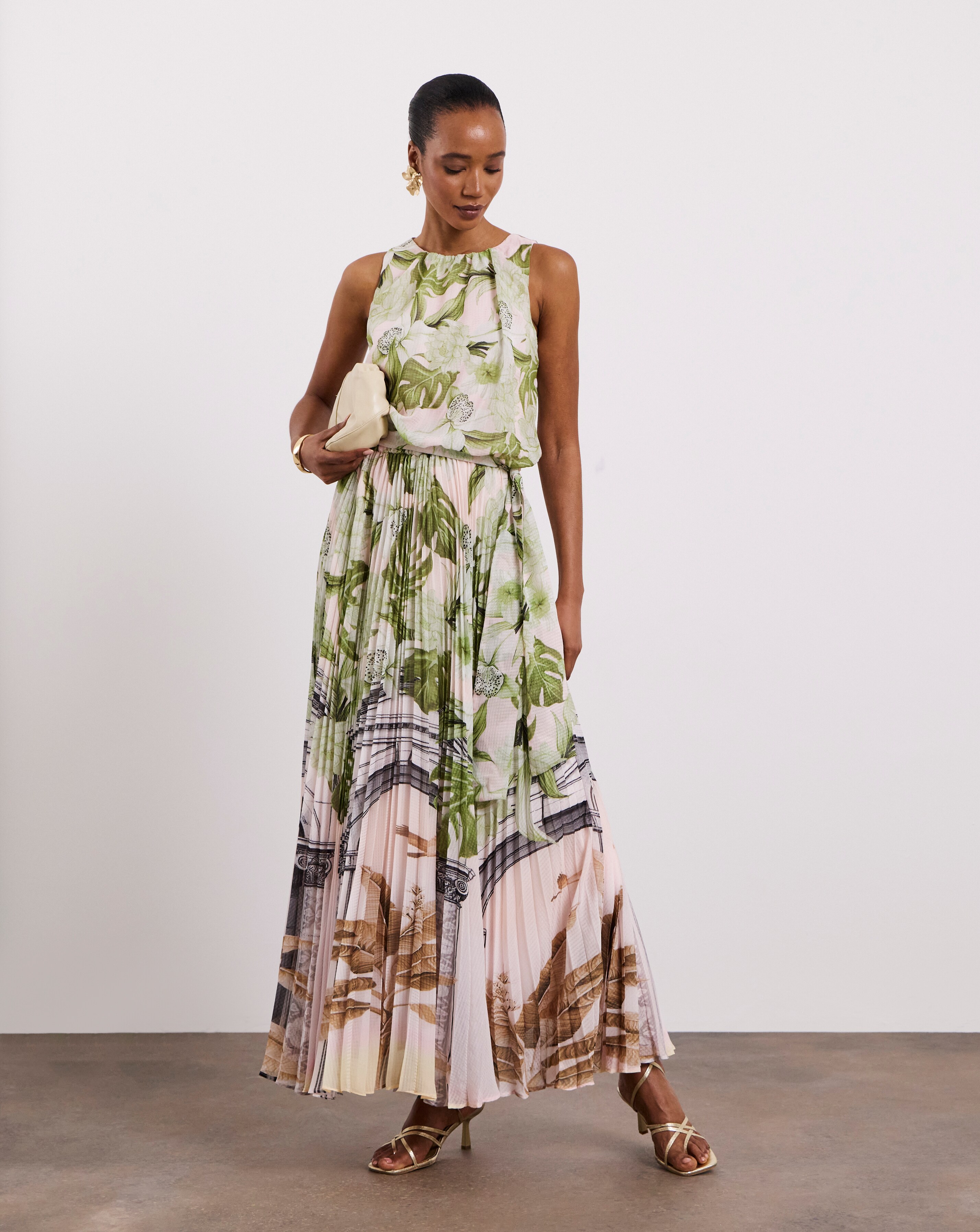 Joanna Hope Printed Pleated Maxi Dress | Ambrose Wilson