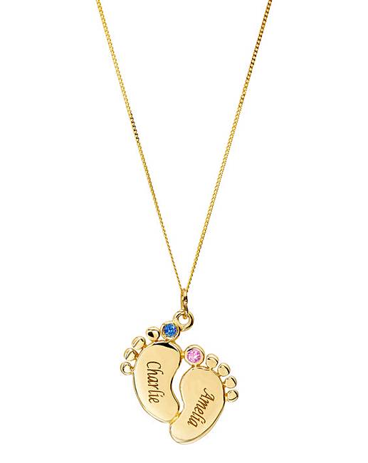 Personalised Gold Baby Feet Pendant Simply Be