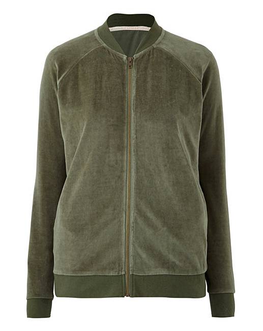 Velour Bomber Jacket Simply Be