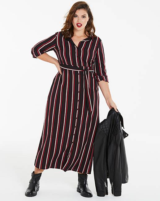 striped maxi shirt dress