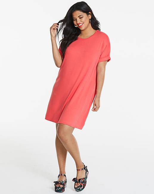 coral t shirt dress