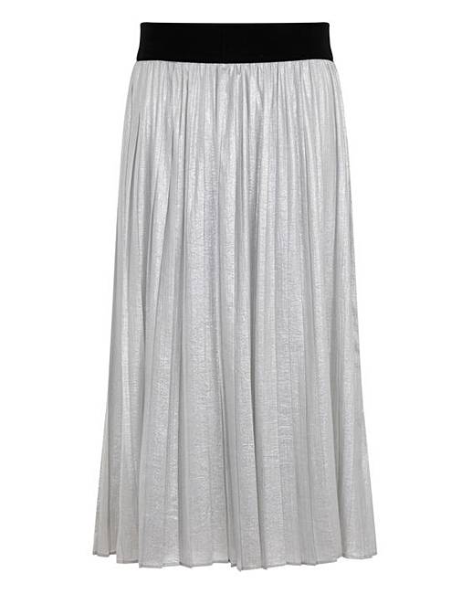 Elvi Silver Pleated Skirt | Simply Be