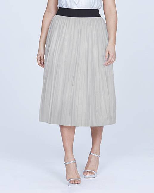 Elvi Silver Pleated Skirt | Simply Be