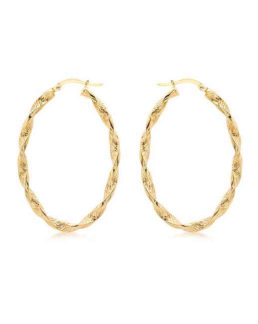 9ct Gold Twist Hoop Earring Oxendales 9ct Gold Twist Hoop Earring