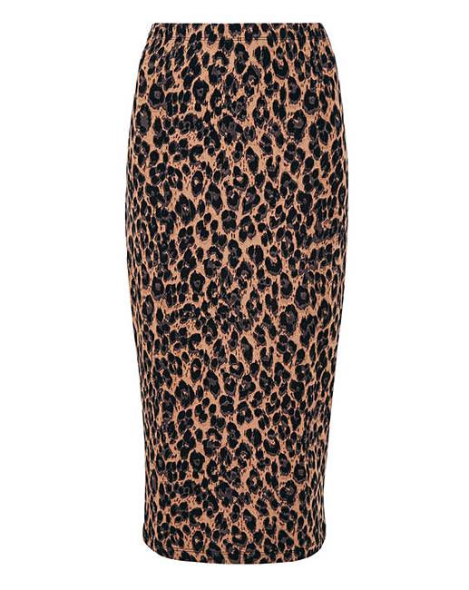 Leopard Print Jersey Midi Tube Skirt | Simply Be