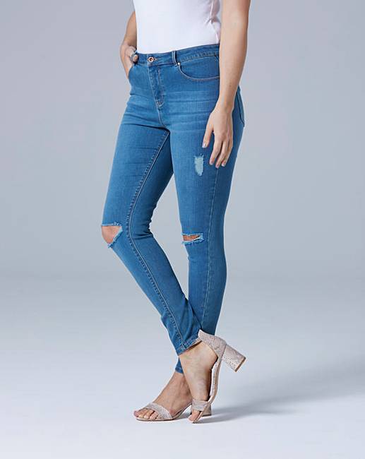 Chloe Ripped Knee Skinny Jeans Long | Simply Be