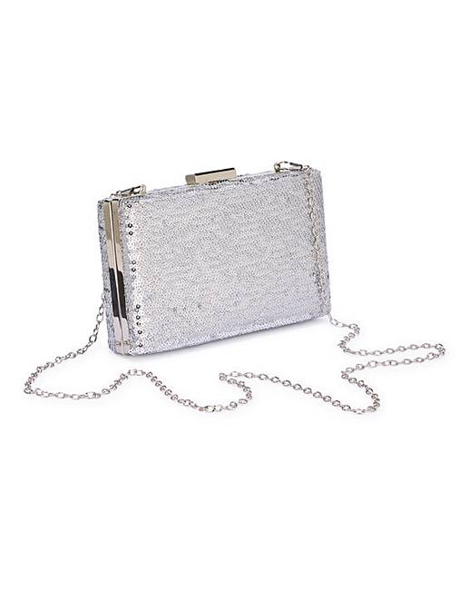 silver sequin clutch purse