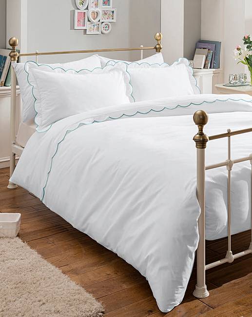 Embroidered Scalloped Trim Duvet Cover Fashion World