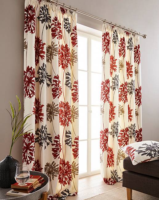 Millie Fl Pencil Pleat Curtains J D Williams