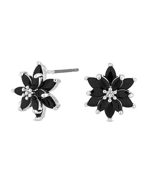 Jon Richard Black Flower Stud Earring Simply Be Black Cubic Zirconia Flower Stud Earring