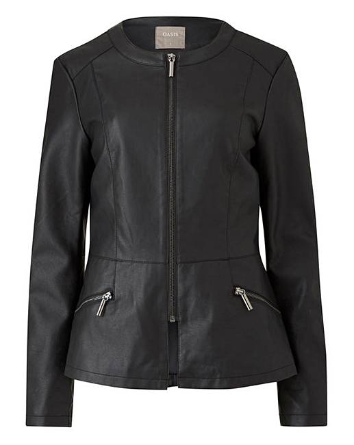 Oasis Curve Faux Leather Jacket Simply Be