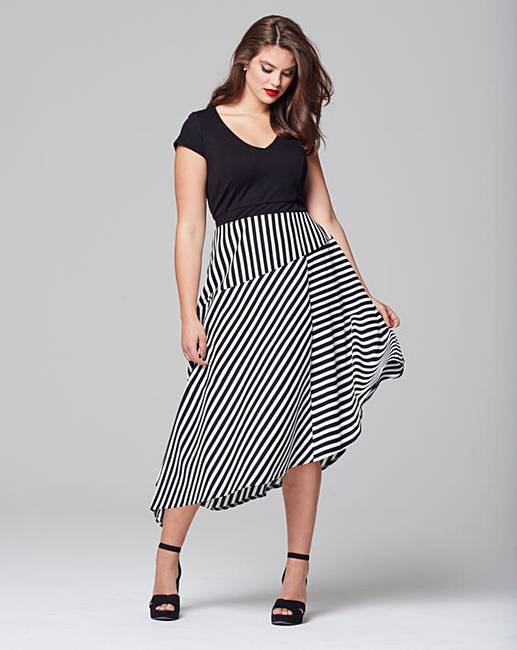 Scarlett & Jo Asymmetric Stripe Dress | Simply Be