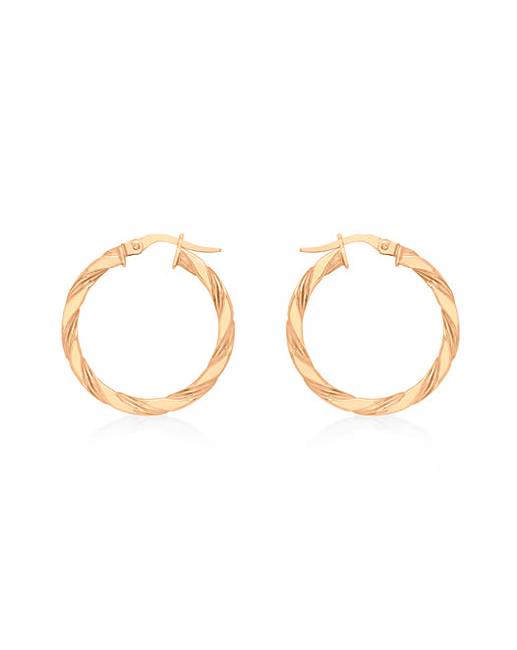 9ct Gold Small Twist Creole Earrings J D Williams 9ct Gold Small Twist Creole Earrings