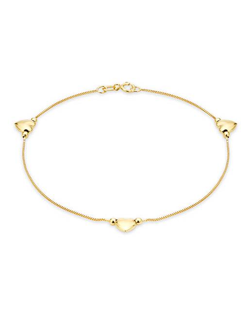 9ct Gold Triple Heart Bracelet Fashion World 9ct Gold Triple Heart Bracelet
