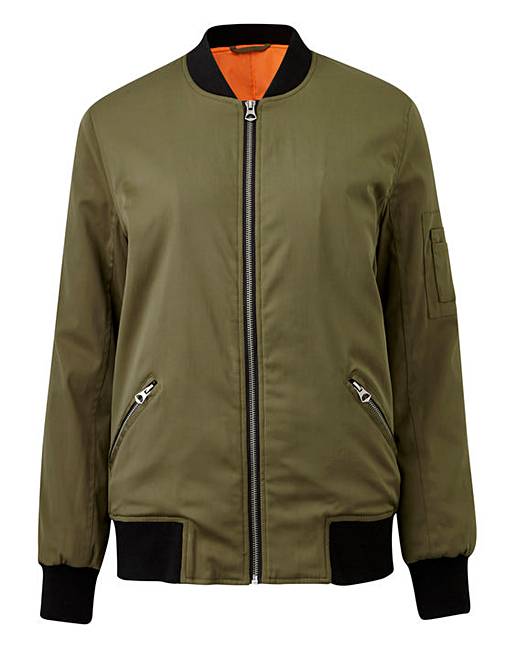 Khaki Padded Bomber Jacket | Simply Be