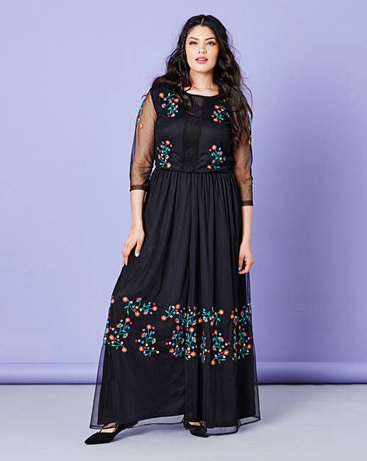 Simply Be Embroidered Maxi Dress | Simply Be