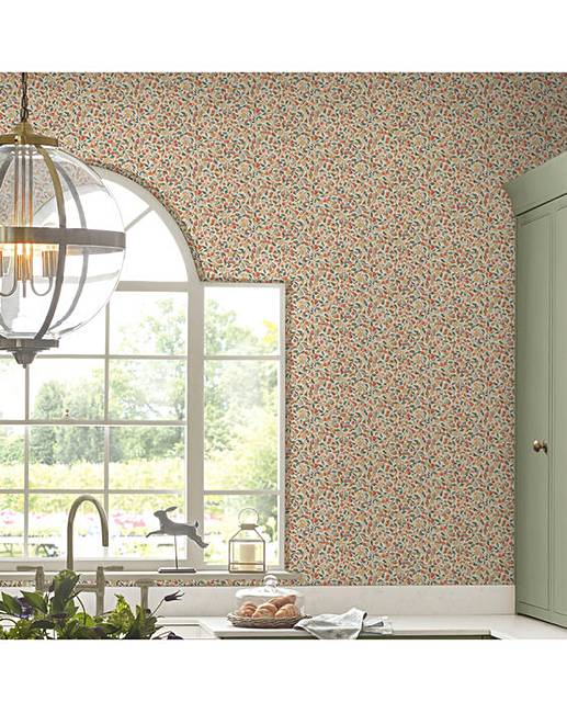 LauraAshleyTerracottaFloralWallpaper